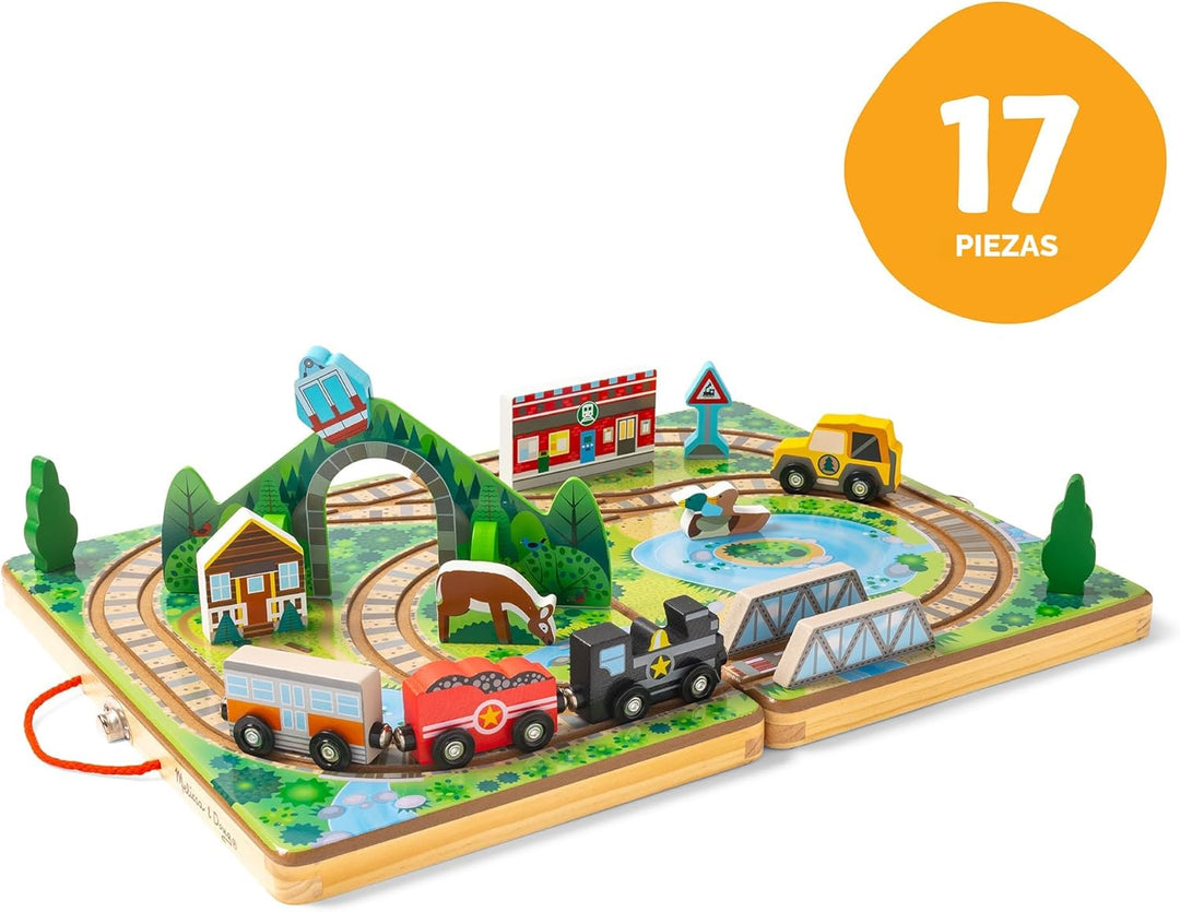 Melissa &amp; Doug Juego de Mesa de Ferrocarril Portátil con Juguet...