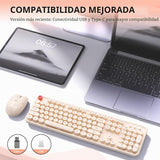 Teclado y mouse inalámbricos, 104 teclas redondas MOFII máquina de...