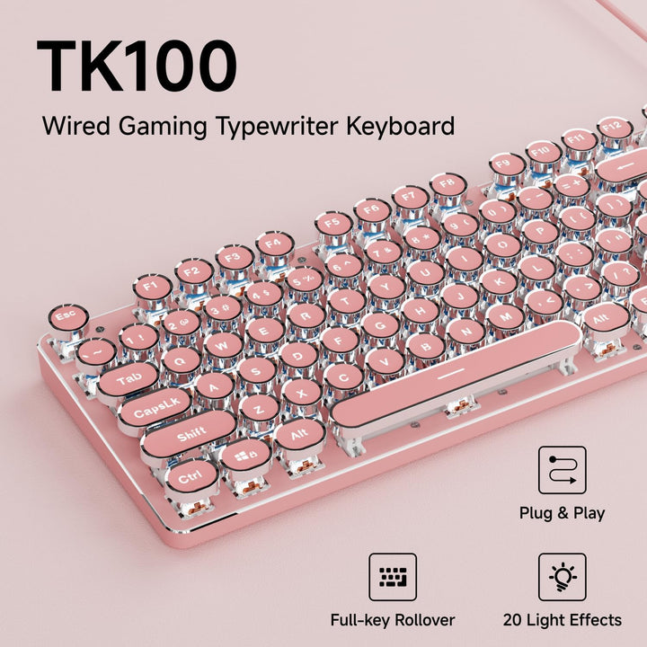 SEUNKWANG Teclado mecánico para juegos estilo máquina de escribir c...