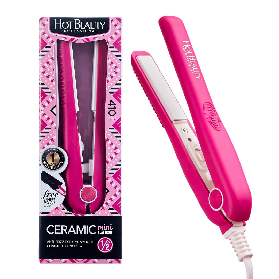 Hot Beauty Mini plancha plana profesional de cerámica de 1\/2 pulga...