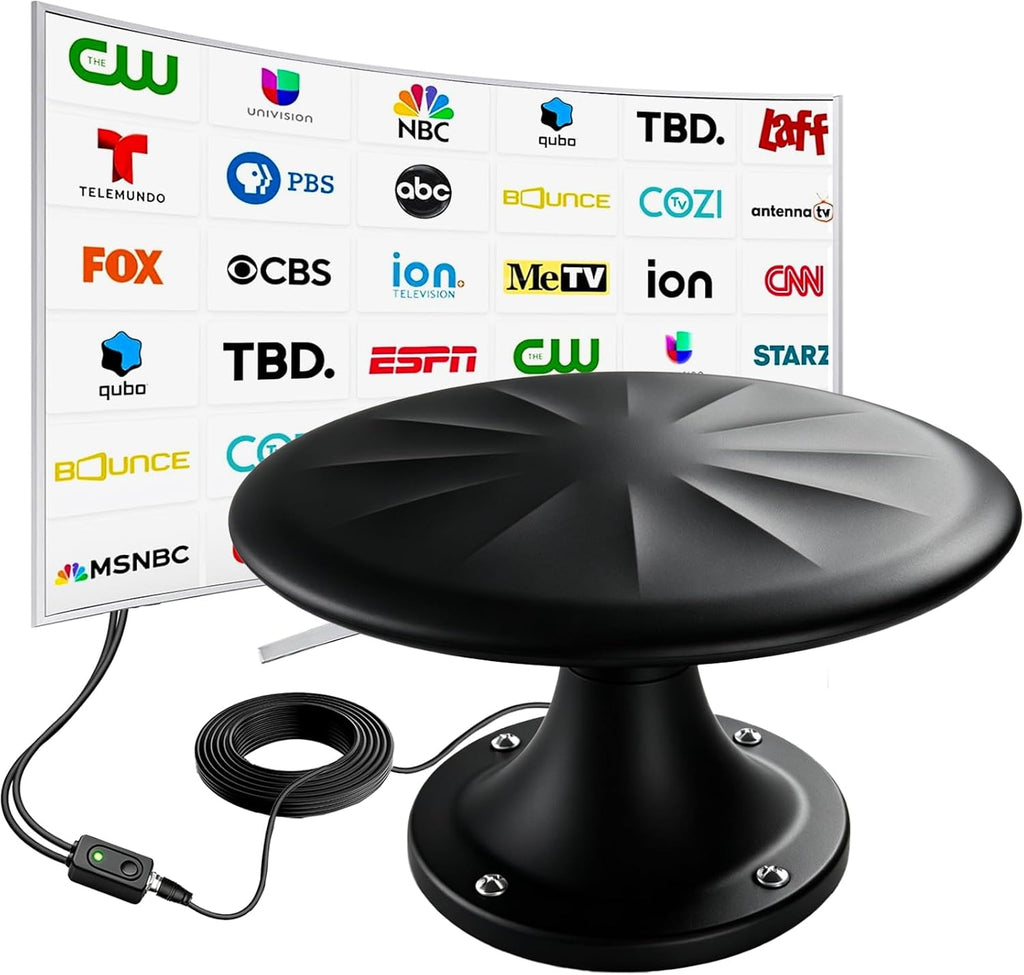 Antena de TV RV para cámper, antena de RV montada en el techo al aire libre, negro XL