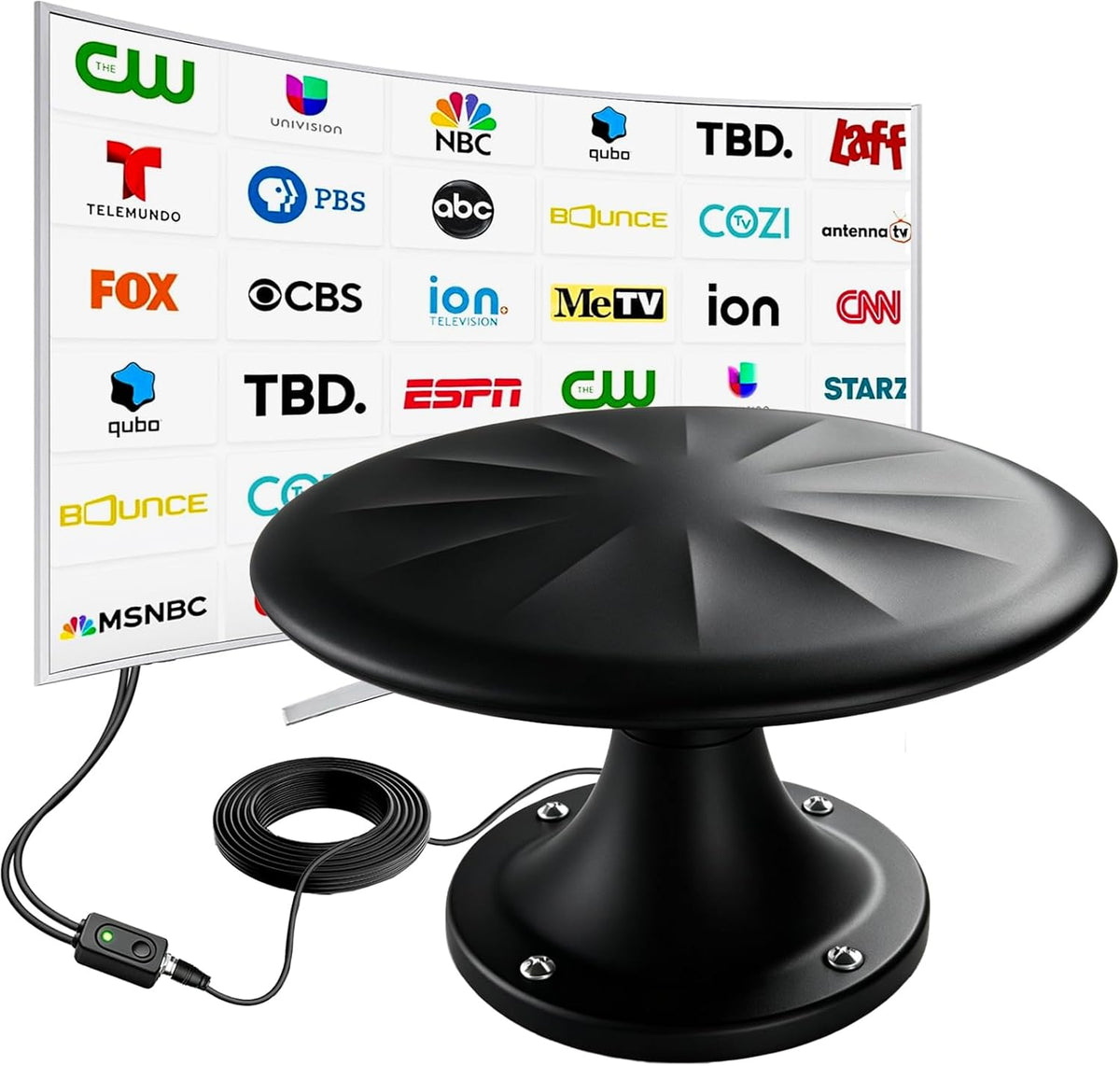 Antena de TV RV para cámper, antena de RV montada en el techo al aire libre, negro XL