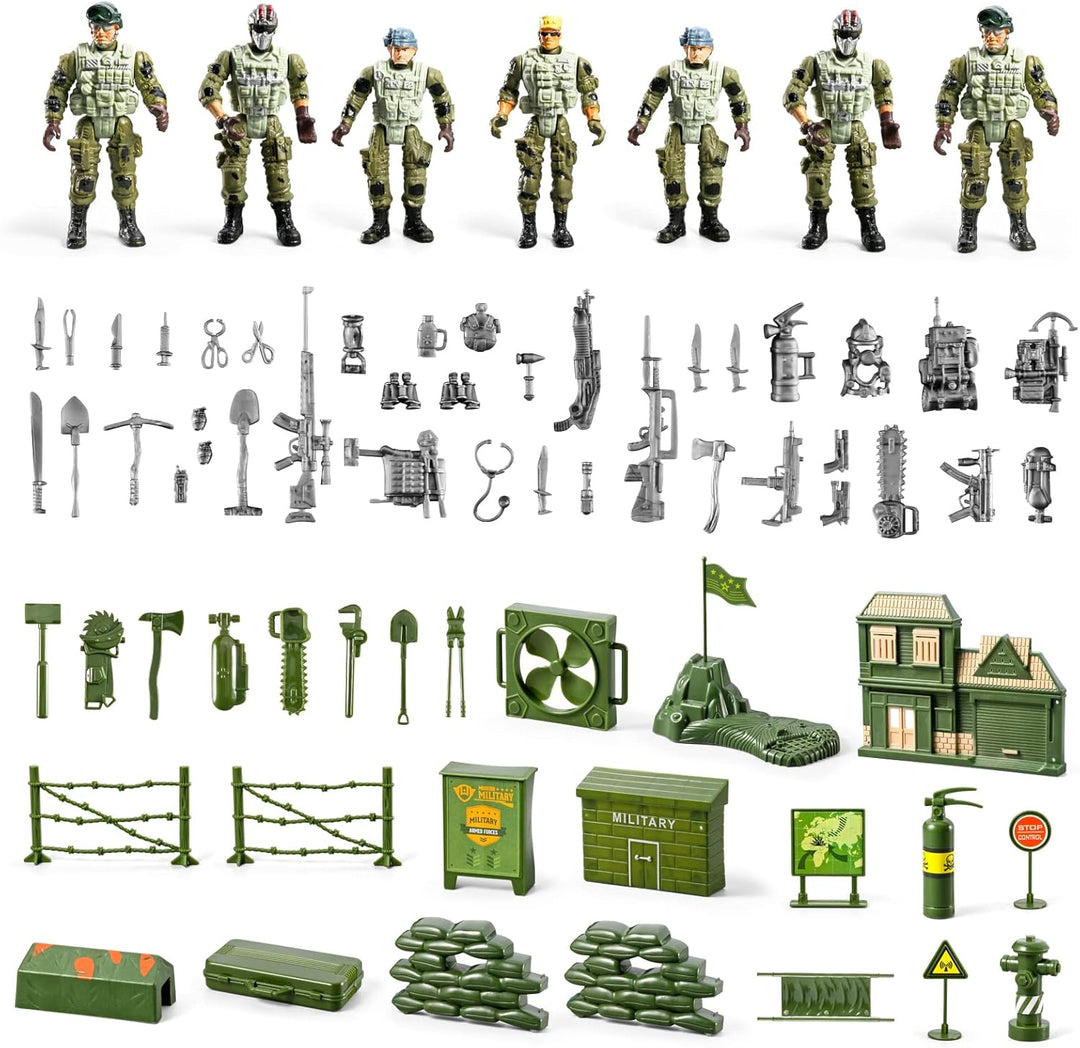 Conjunto de juguetes de hombres del ejército de 78 en 1 con camión...
