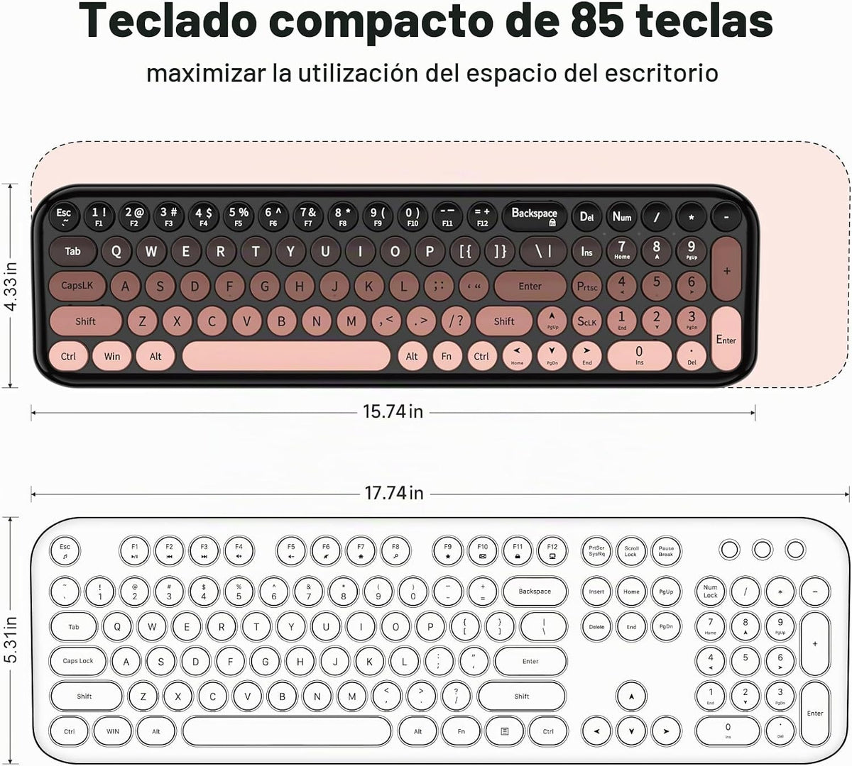 MOFII Combo de teclado y mouse inalámbricos, teclado pequeño compac...