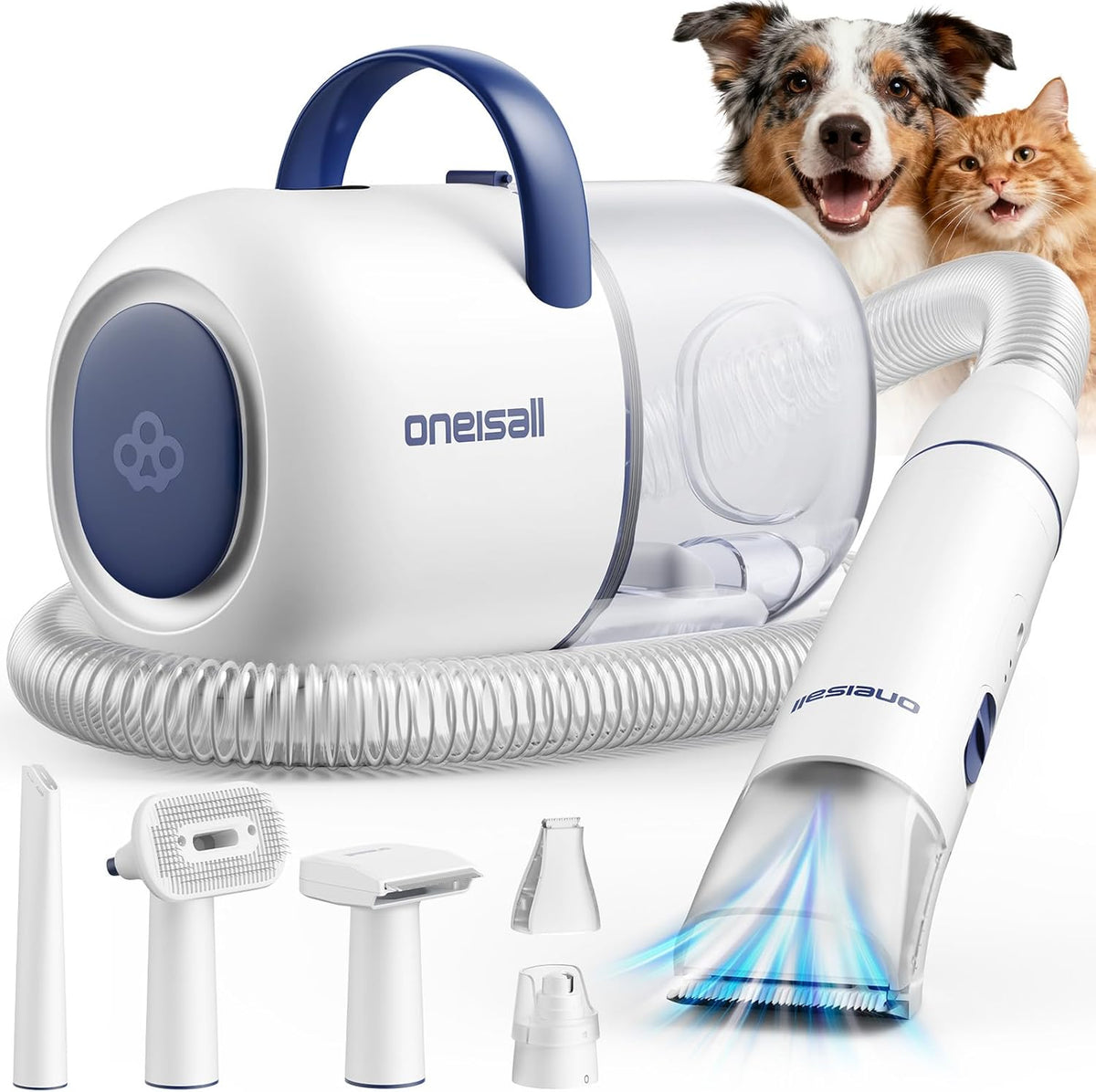 oneisall Kit de Aspiradora para Aseo de Perros, 15000Pa, 6 Herramientas de Aseo