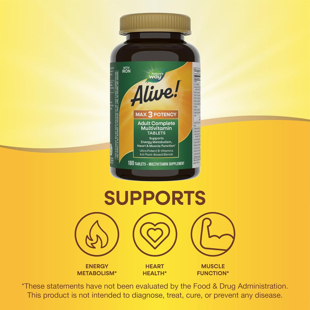 Nature's Way ¡Alive! Max3 Potency Daily Multivitamínico con hie...