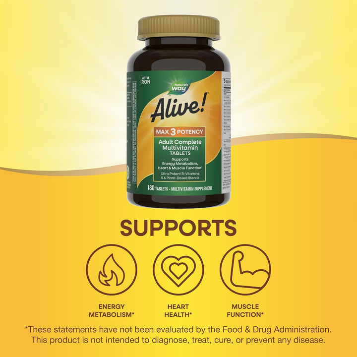 Nature's Way ¡Alive! Max3 Potency Daily Multivitamínico con hie...