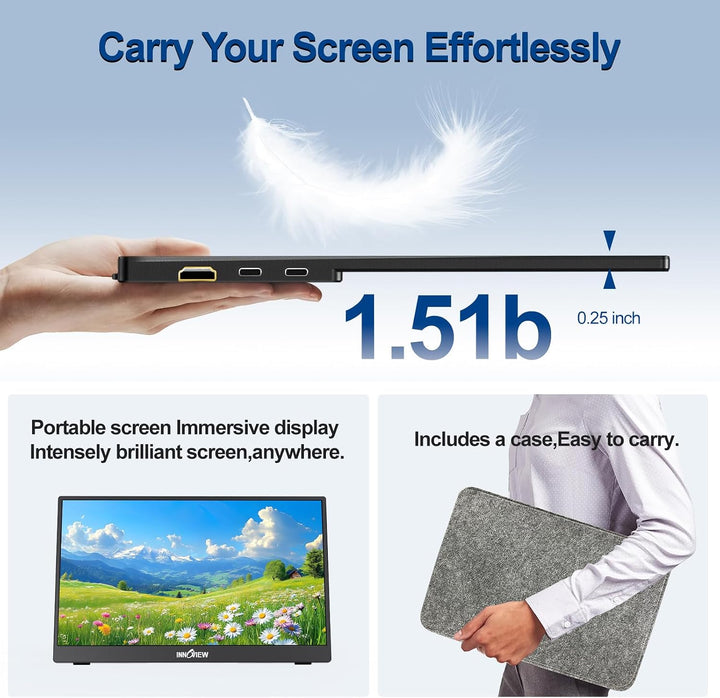 InnoView Monitor portátil de 15.6" 1080P para portátil con fund...