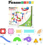 PicassoTiles Set de Construcción STEM Pistas de Canicas con Ladrillos Magnéticos 120 piezas Edades 3+