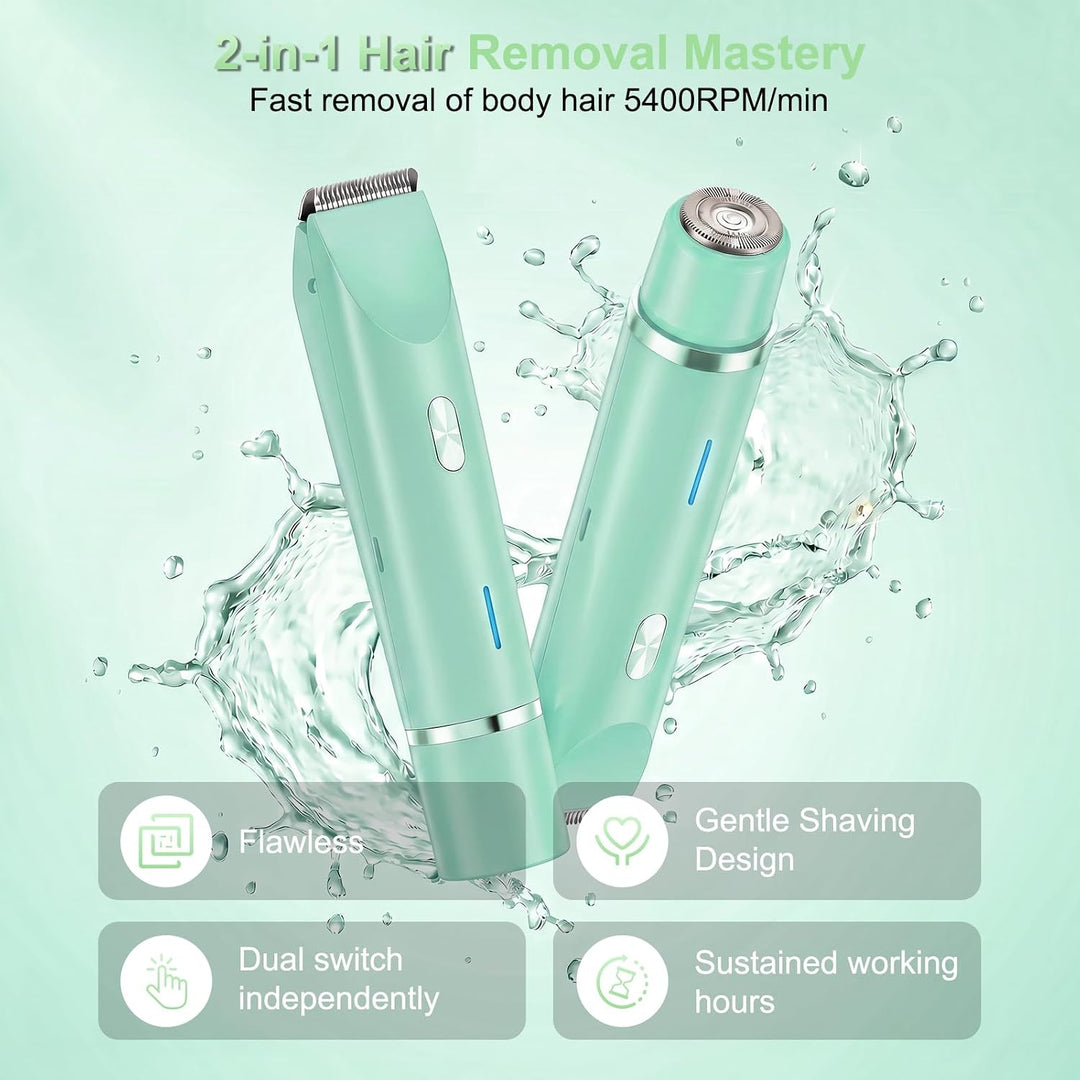 Debark Recortadora de bikini 2 en 1 para mujer, maquinilla de afeit...