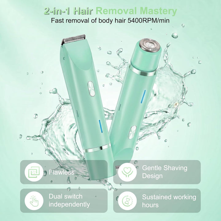 Debark Recortadora de bikini 2 en 1 para mujer, maquinilla de afeit...