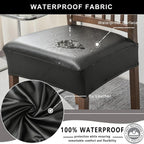 Fundas impermeables para sillas de comedor, juego de 4, fundas de 21 pulgadas de cuero sintético para sillas de comedor, extraíbles y lavables, fundas protectoras para la parte trasera