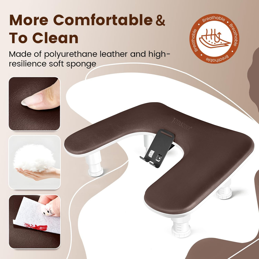 JODSONE Reposabrazos marrón en forma de U para uñas con soporte gir...