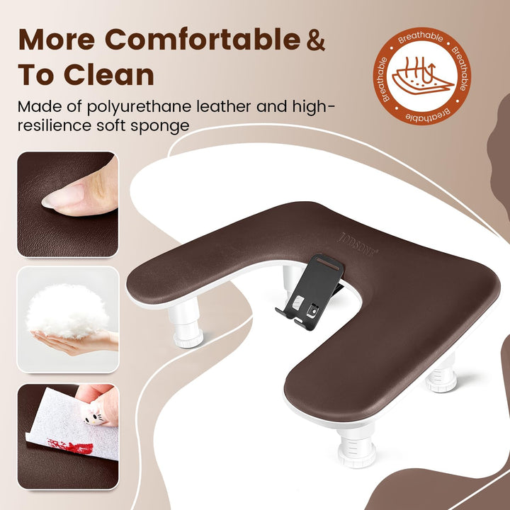 JODSONE Reposabrazos marrón en forma de U para uñas con soporte gir...