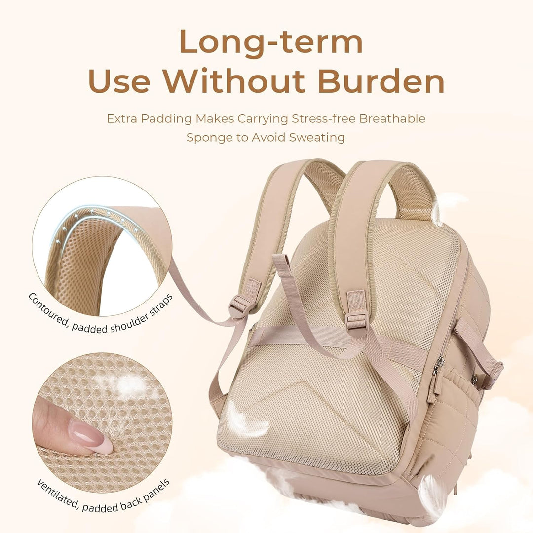 CLUCI Mochila acolchada abullonada para laptop para mujeres, Caqui,...