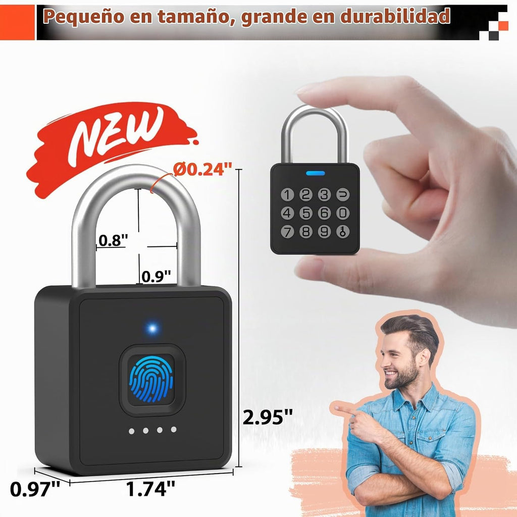 Cerradura de casillero de huellas dactilares con código, candado de combinación inteligente de huellas dactilares biométricas sin llave, cerradura combinada impermeable para valla exterior