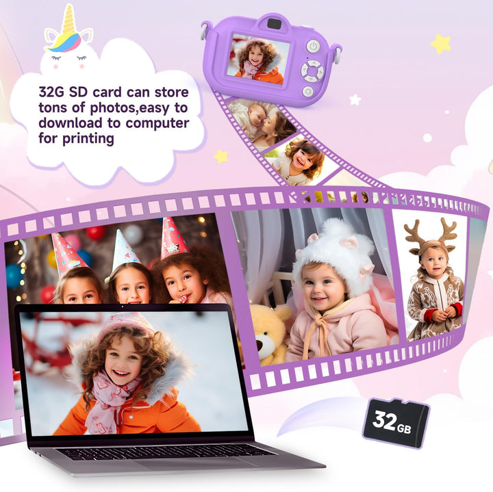 MAVOKIS Cámara digital para niños de 3 a 8 años, cámara 1080P para...