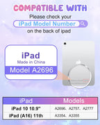 Funda Kidcube para iPad de 10ª Generación de 10.9 Pulgadas 2022, para iPad A16 de 11ª Generación 2025 - para Niñas Linda Diseño 3D de Mariposa Kawaii con Soporte Giratoria y Correa, Funda de Silicona