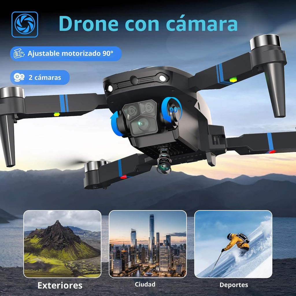 Dron con cámara para adultos, pantalla LCD FPV Live Video, motor profesional sin escobillas 270 ° para evitar obstáculos 3D Flips, Mini Quadcopter RC plegable para principiantes, soporte tarjeta SD de