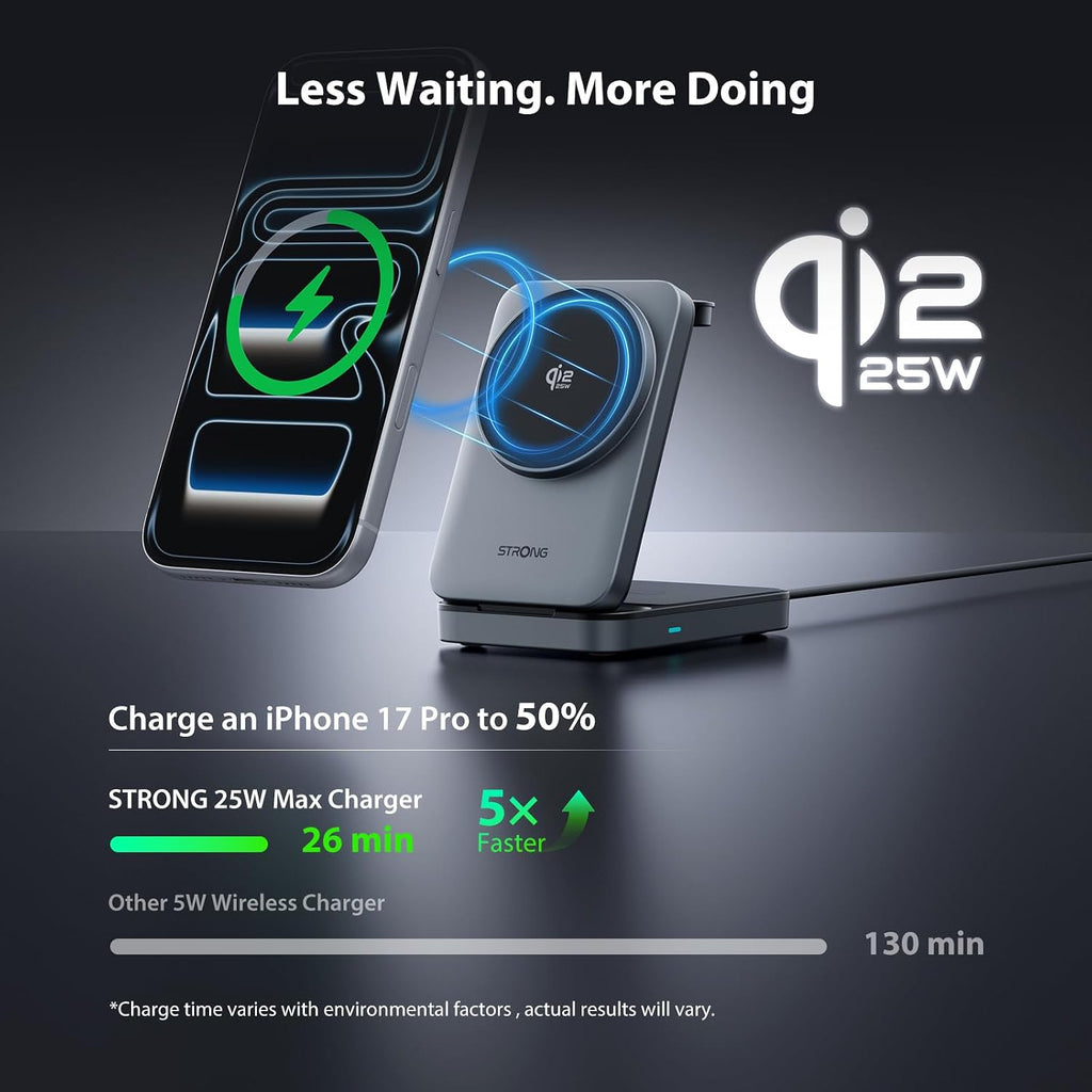 STRONG TriMag Qi2.2 25W 3 en 1 Estación de carga inalámbrica, cargador