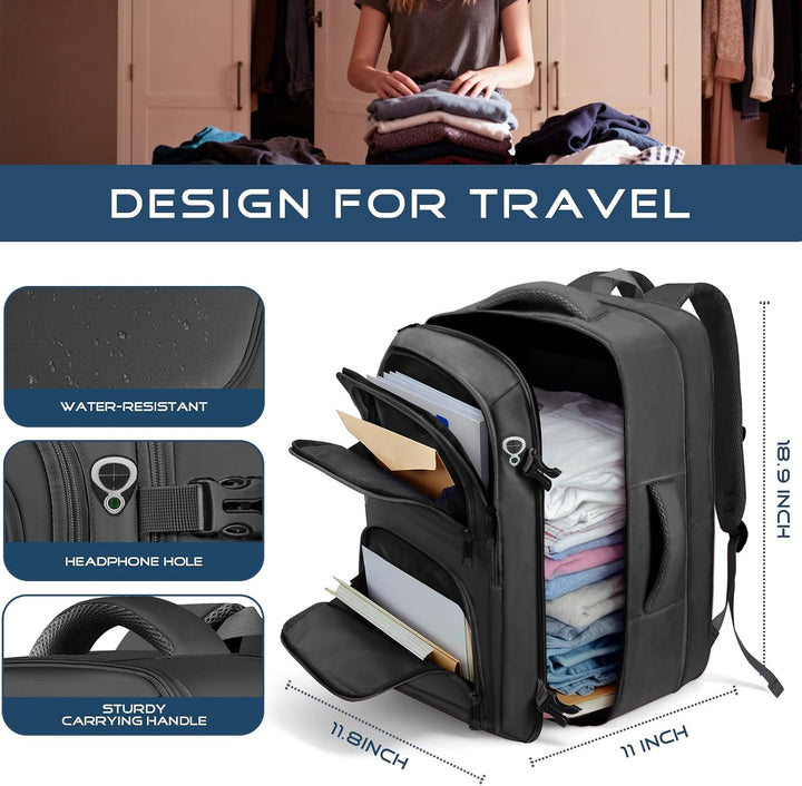 Fxcelets TSA - Mochila de viaje expandible para hombres, bolsa para...