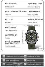 Reloj deportivo con caja de acero inoxidable para hombre, reloj militar, cronómetro LED para exteriores, digital, electrónico, grande, pantalla dual, impermeable, táctico, reloj de pulsera para
