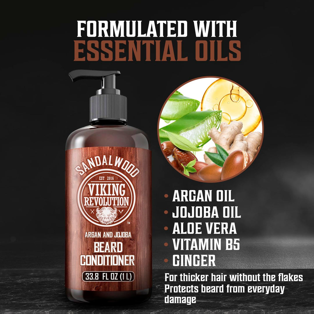 Viking Revolution Acondicionador para barba - Sándalo - 33.8 fl oz