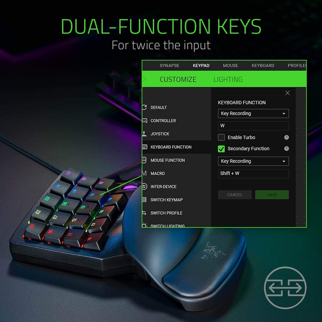 Teclado para juegos Razer Tartarus Pro: Interruptores de teclas ana...