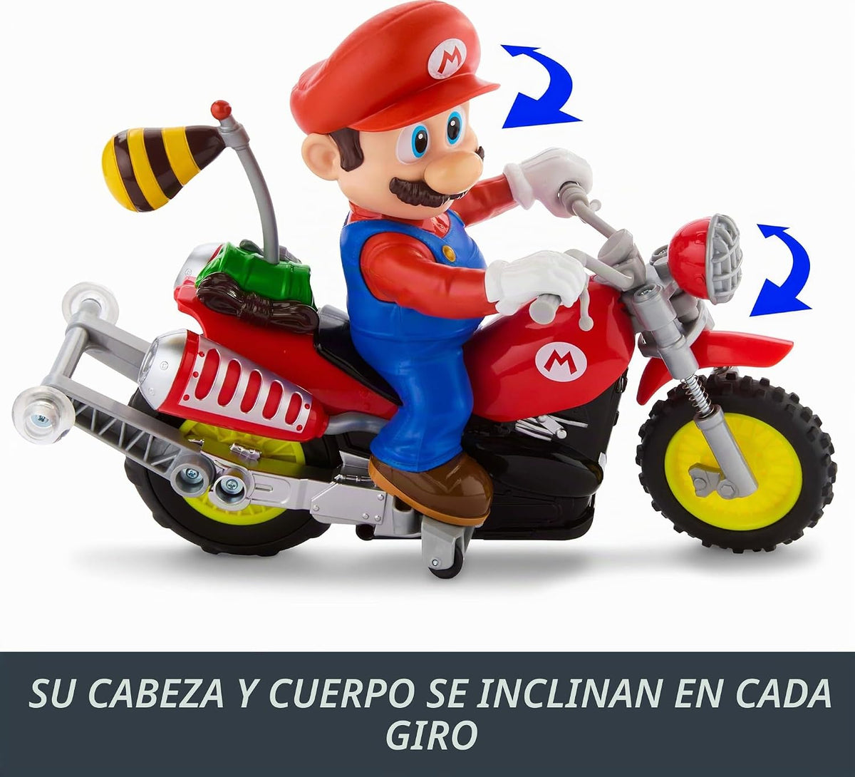 Hot Wheels Mario Wheelie Motocross RC, vehículo a batería con control remoto