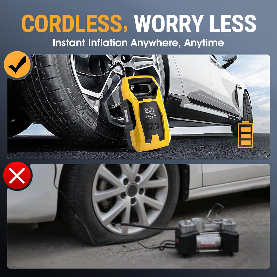 CARSUN Inflador de Neumáticos Inalámbrico Compresor de Aire Portáti...