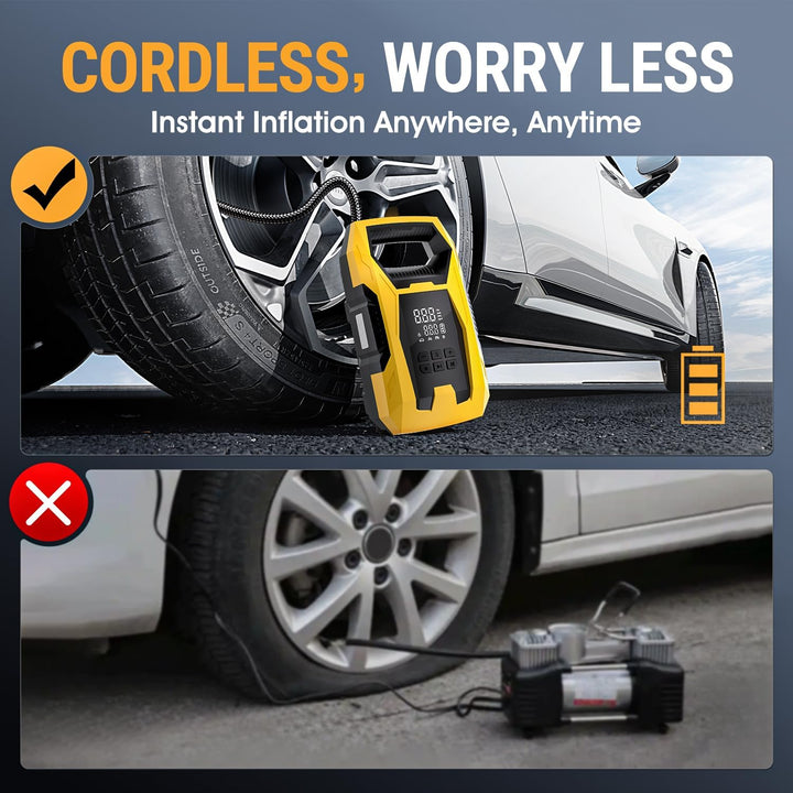 CARSUN Inflador de Neumáticos Inalámbrico Compresor de Aire Portáti...