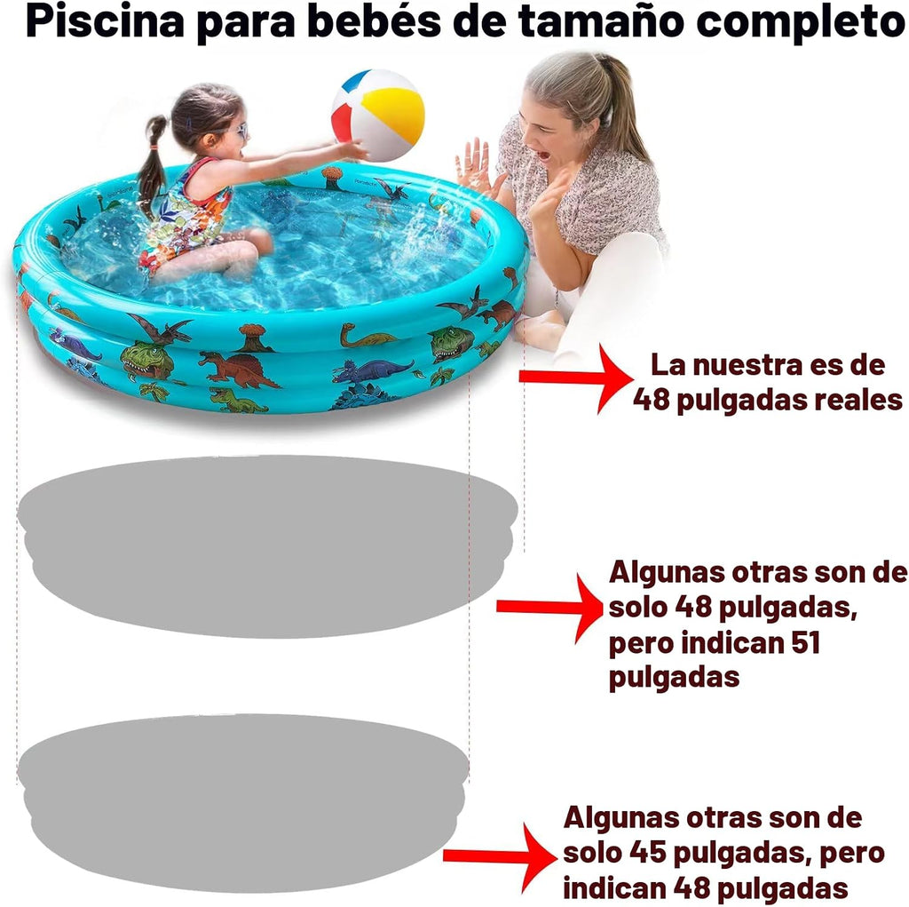 Piscina inflable de dinosaurio para bebés, piscina infantil de 48 x 12 pulgadas