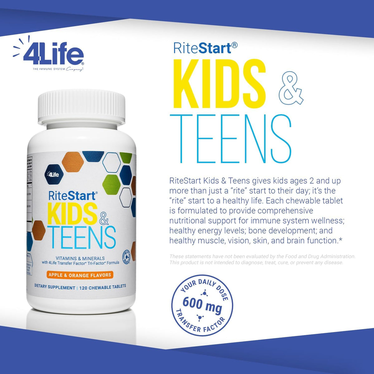 4Life RiteStart Kids and Teens - Suplemento multivitamínico para niños y adolescentes