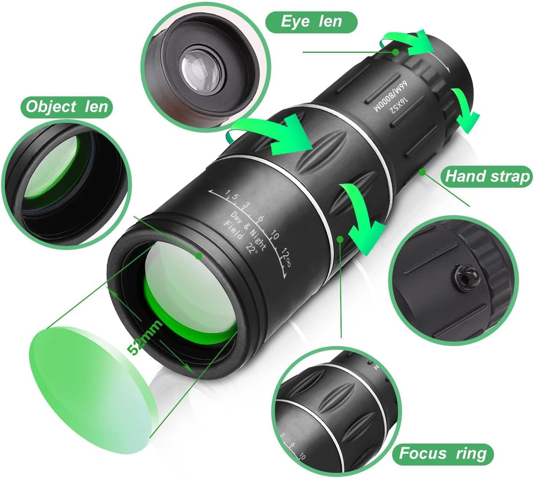 Telescopio monocular de alta potencia 16X52 monoculares