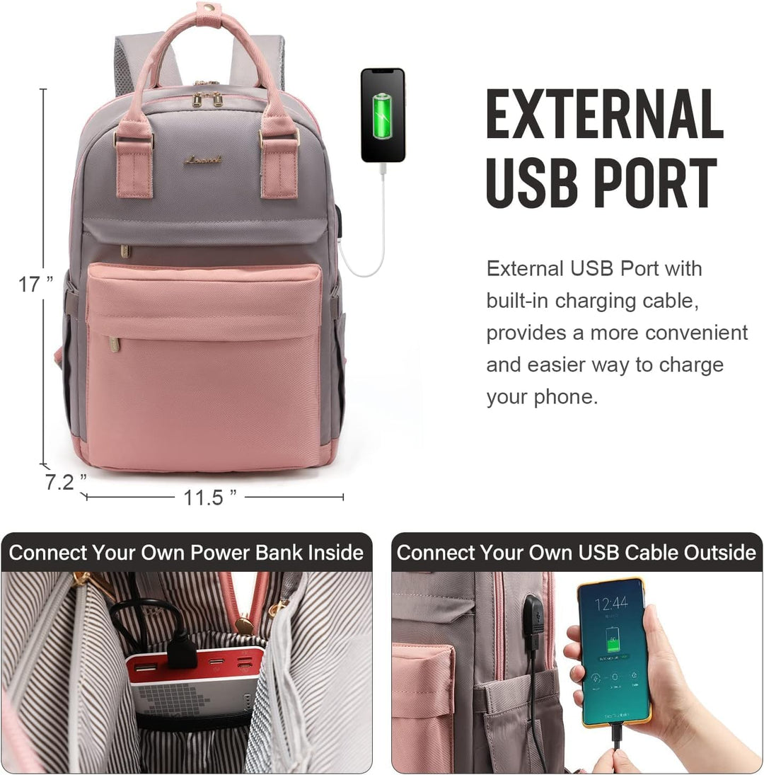 LOVEVOOK - Mochila para laptop de viaje para mujer, bolsa antirrobo...
