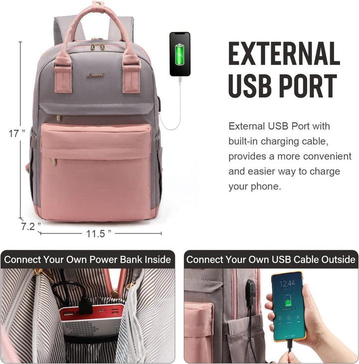 LOVEVOOK - Mochila para laptop de viaje para mujer, bolsa antirrobo...