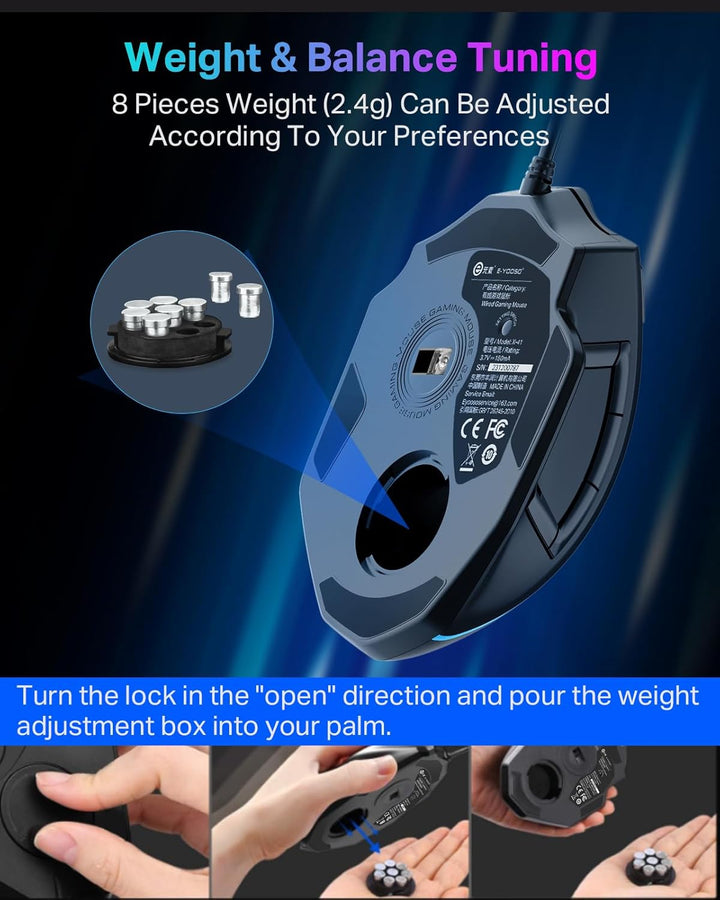 E-YOOSO Ratón grande para juegos con cable mouse grande