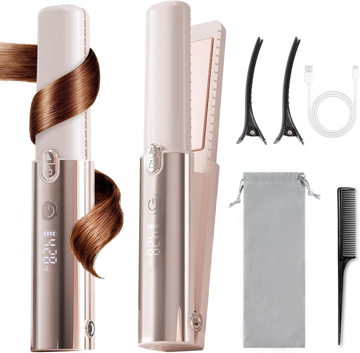 LAMA - Plancha de pelo inalámbrica 2 en 1, plancha plana de viaje p...
