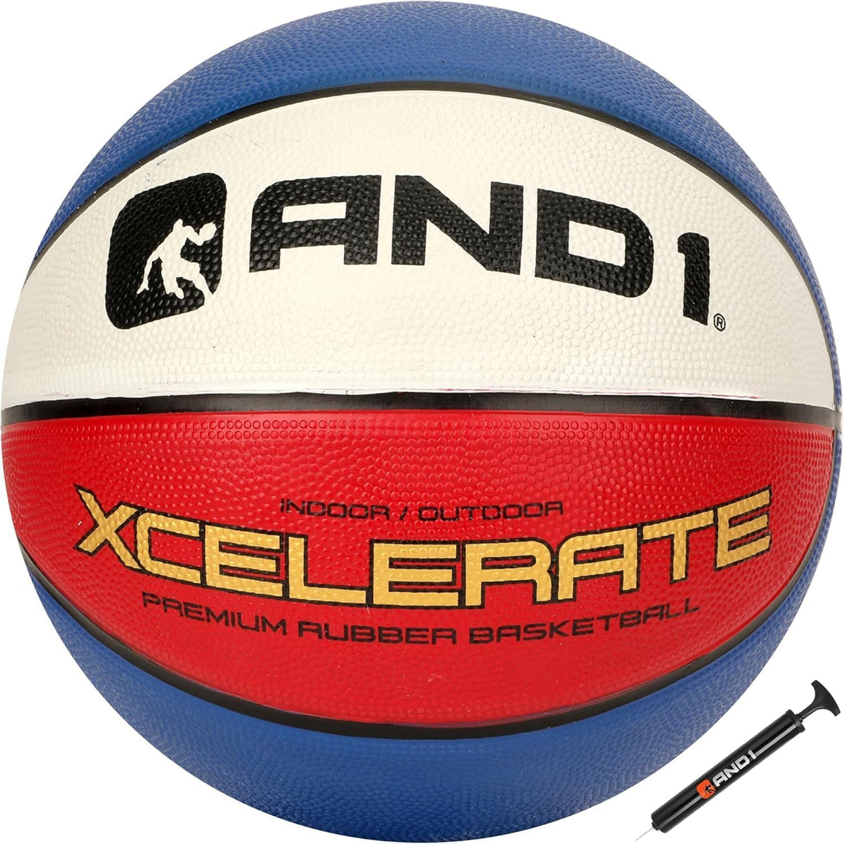 AND1 Xcelerate - Balón de baloncesto de goma, tamaño reglamentario oficial