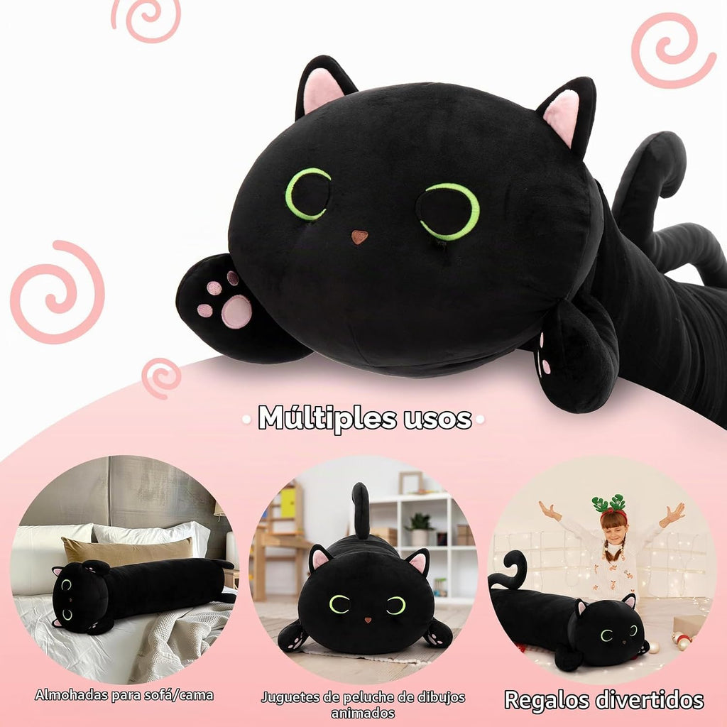 MaoGoLan Almohada corporal de felpa de gato de 44 pulgadas para niños y