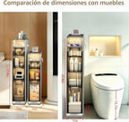 BGYMF 4-Tier Narrow Slim Bathroom Storage Cabinet,Movable,blanco
