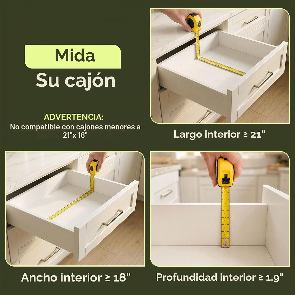 Organizador de cajones de cocina de bambú, soporte para utensilios de cocina y bandeja de cubiertos con separadores ranurados (9 ranuras, natural)