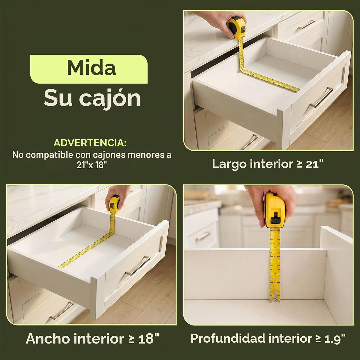 Organizador de cajones de cocina de bambú, soporte para utensilios de cocina y bandeja de cubiertos con separadores ranurados (9 ranuras, natural)