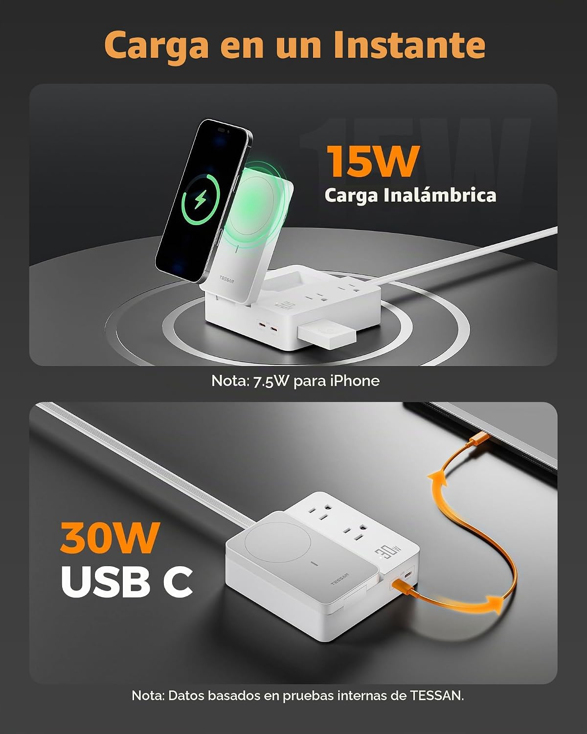 TESSAN Magic 30W estación de carga cargador de teléfono USB con carga