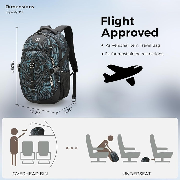 Swissdigital Mochila para laptop con puerto de carga USB, mochila d...