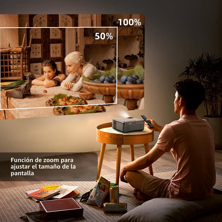 FUDONI Proyector con WiFi y Bluetooth 4K compatible, proyectores de...