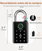Candado inteligente de huellas dactilares resistente con cerradura