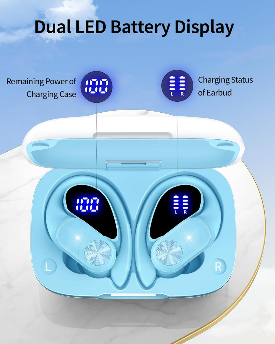 PocBuds - Auriculares Bluetooth inalámbricos con 80 horas de reprod...