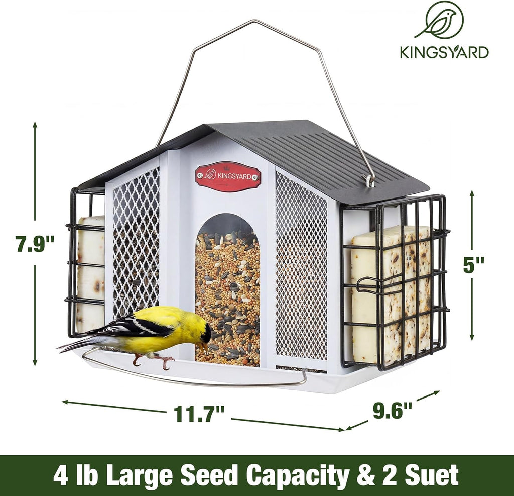 Kingsyard Alimentador de pájaros de metal grande 4 en 1 4 libras para