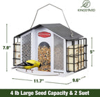 Kingsyard Alimentador de pájaros de metal grande 4 en 1 4 libras para
